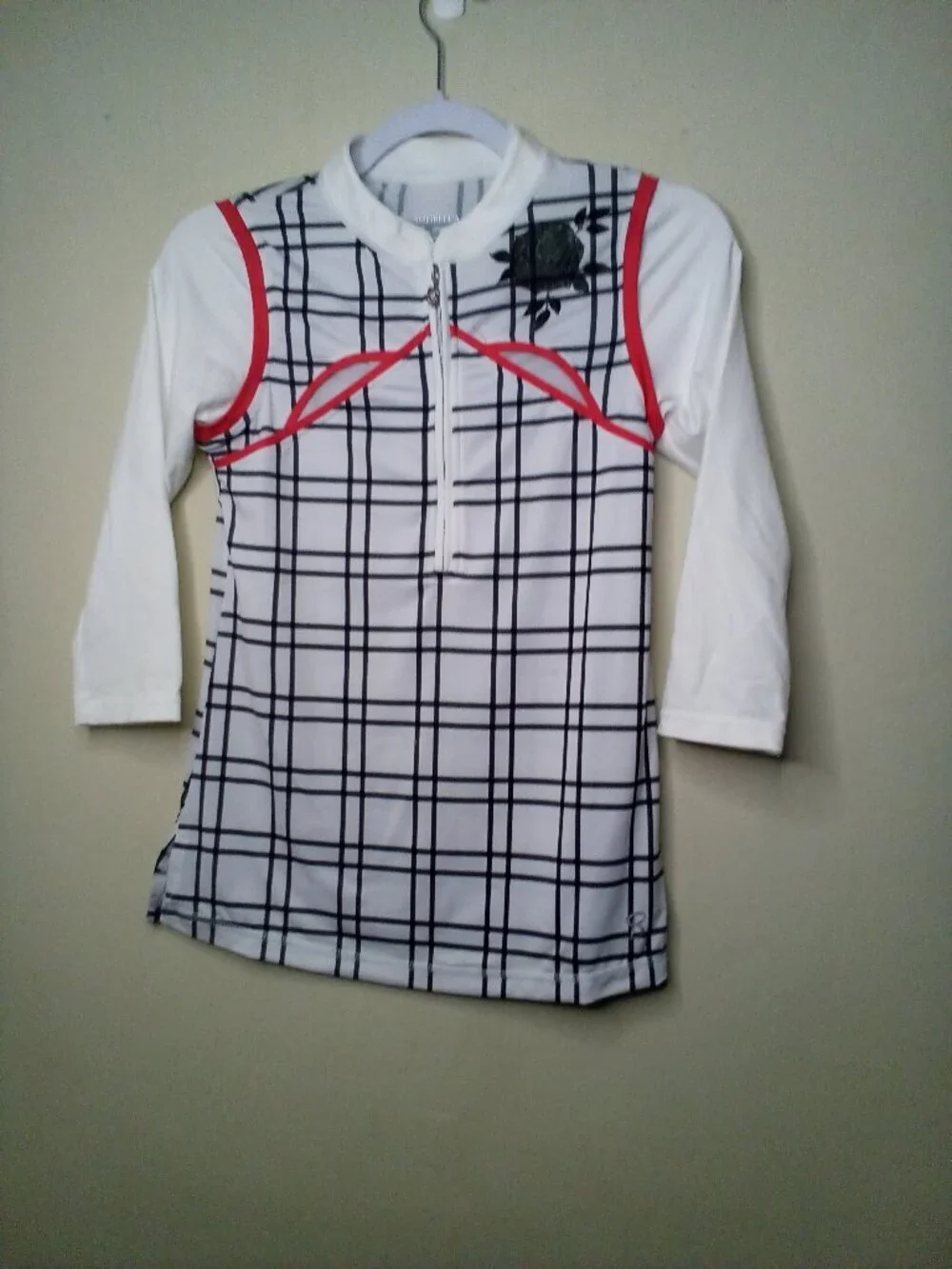 Sofibella Shirt Women XS 3/4 Sleeve Golf Tennis Active Half Zip White Black